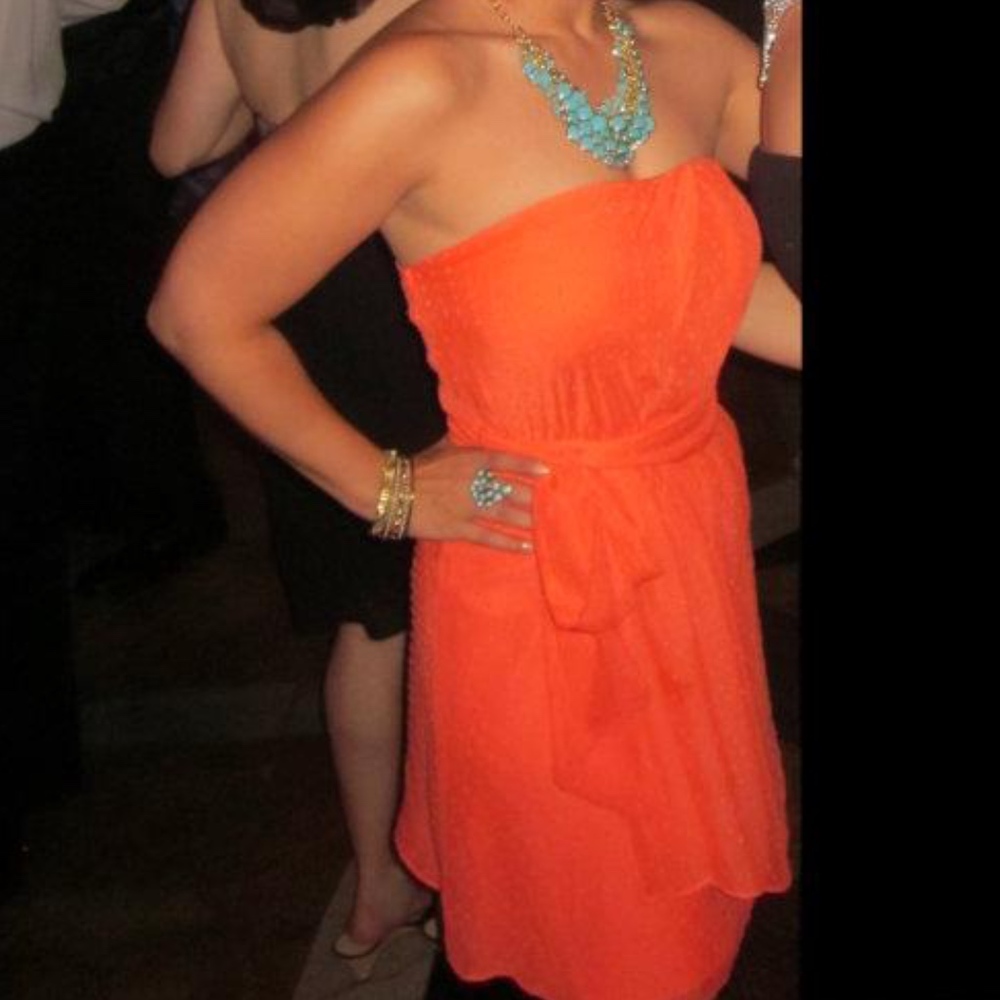 Express coral strapless dress